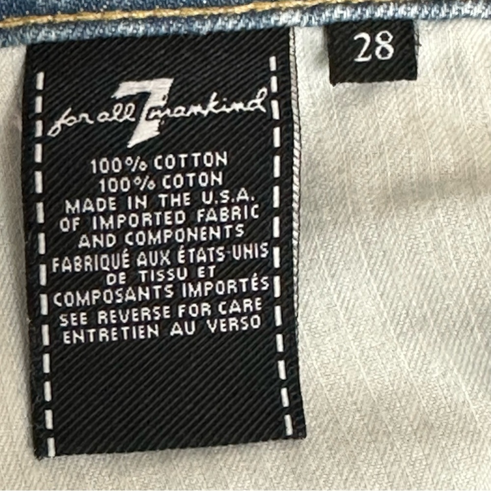 7 For All Mankind Womens Destroyed Button Fly Denim Cropped Jeans Sz 28 - Picture 11 of 12